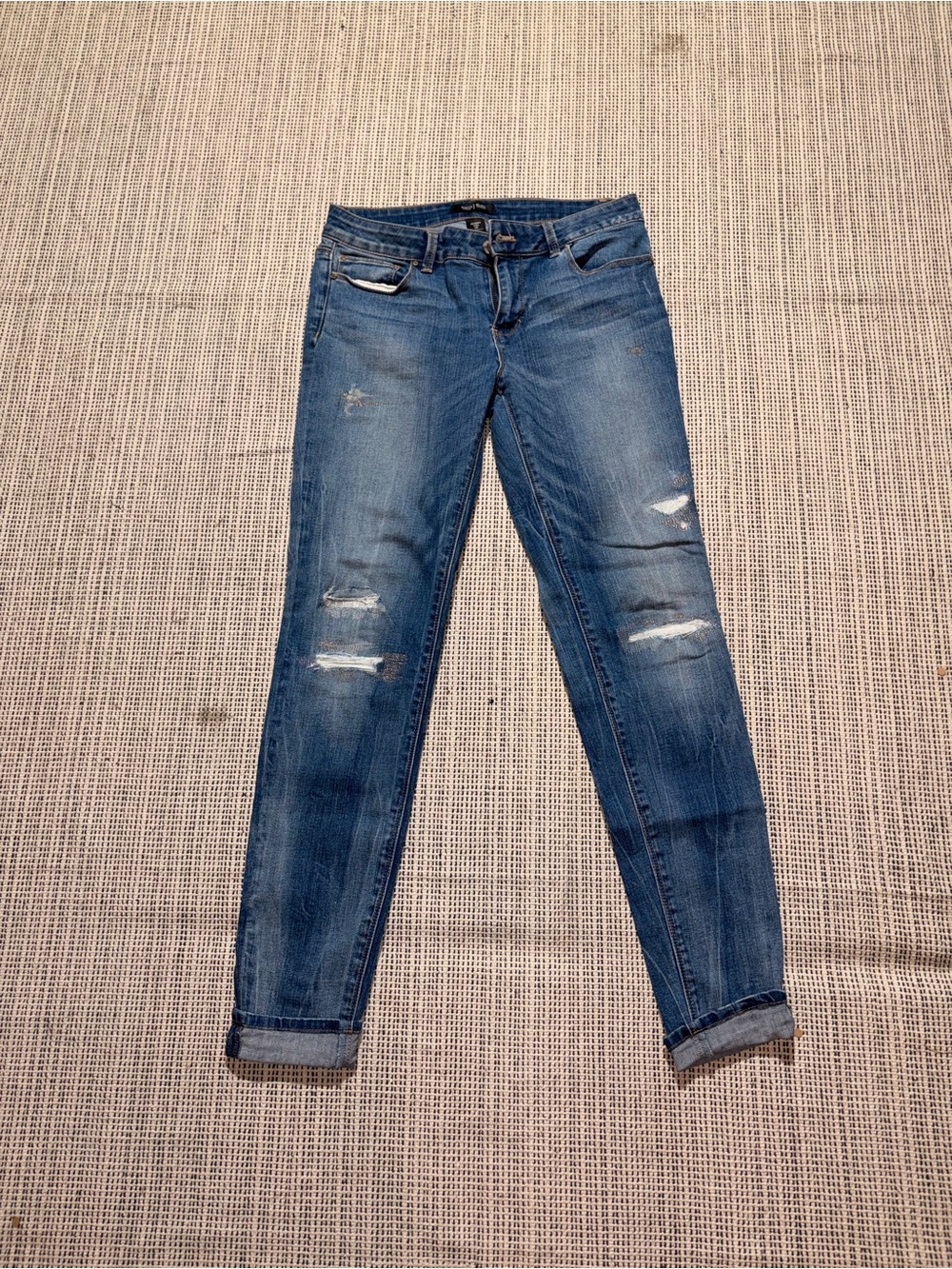 WHITE HOUSE BLACK MARKET Women's Distressed Skinny Jeans Size 6 Denim Dark Wash
